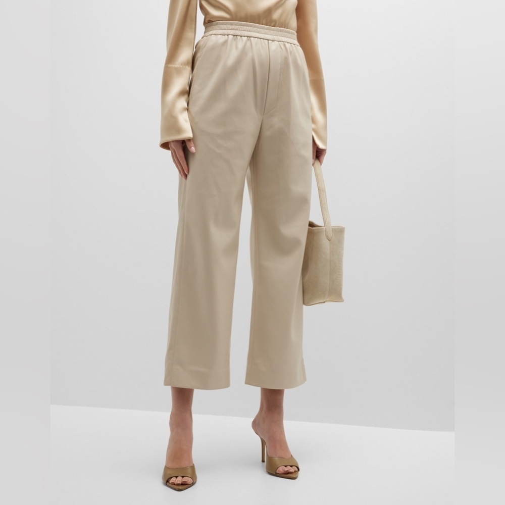NANUSHKA Odessa flared beige faux leather trousers size L